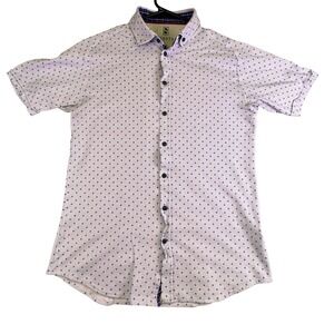 Desoto Button Down Shirt Men's Small Short Sleeve Blue White Micro Print Office